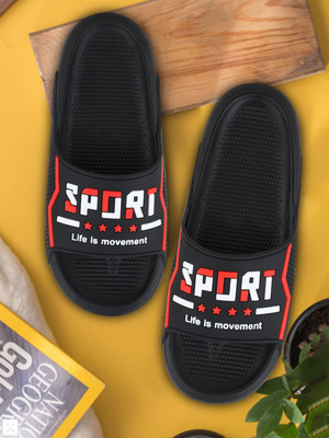 Shoe Island Men Slides(Black , 8)