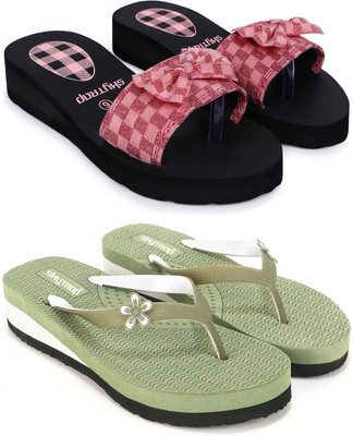 Tellinn Women Slippers(Pink, Green, Black , 7)