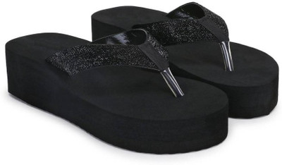 ASHUMAN Women Premium Extra Soft Daily use Comfortable Slippers(Black , 6)