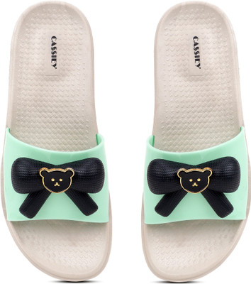Cassiey Women Slides(Green, Grey , 4)