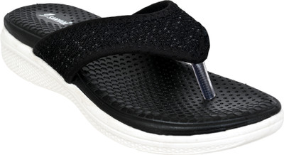 Cozy Wear Women Slippers(Black, White , 6)