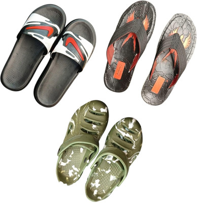 BLIBBERS Men Slippers(Black, Black, Green , 6)