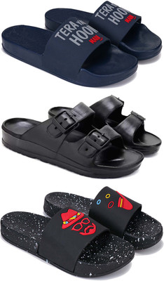Pennen Men Slippers(Black, Blue , 6)