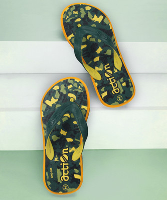 action Men Flip Flops(Green, Yellow , 6)