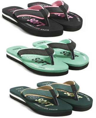 zebio Women Slippers(Black, Pink, Green, Black, Green, Yellow , 6)