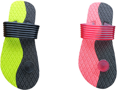 skyflip Men Slides(Green, Red , 7)