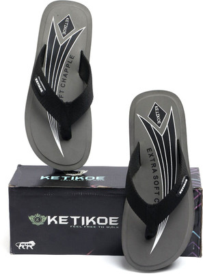 KETIKOE Men Flip Flops(Grey , 7)