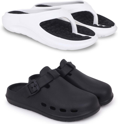 Kapani Fashion Men Slippers(White, Black , 7)