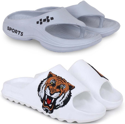 Pampy Angel Men Slippers(Grey, White , 10)