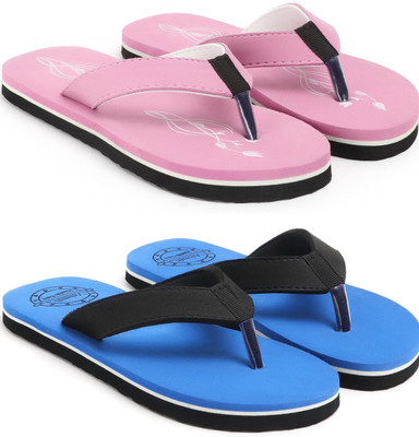 VAHMAH Women Slippers(Pink, Blue , 6)