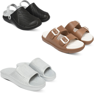 Acorn Men Slides(Black, Tan, White , 7)