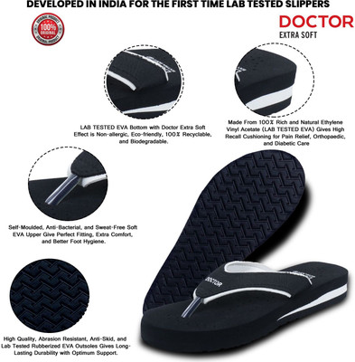 DOCTOR EXTRA SOFT Women DOCTOR EXTRA SOFT Ortho Care Diabetic Orthopaedic Comfort Dr Slippers and Flipflops For Women's and Girl's Flip Flops(Black, White , 8)