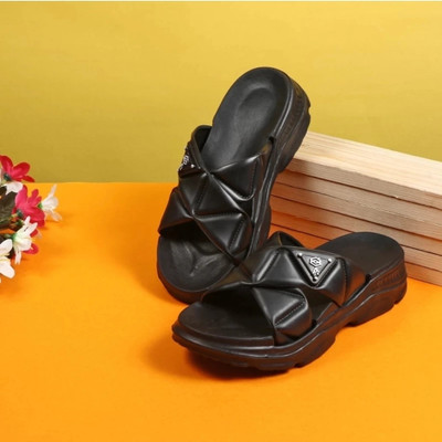 STR Women Slippers(Black , 3)
