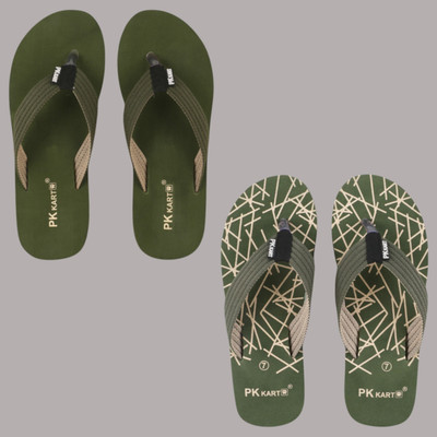 PKKART Men Slippers(Green, Green , 7)