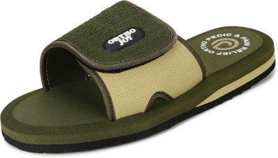 ORTHO JOY Men Slides(Green, Beige , 11)