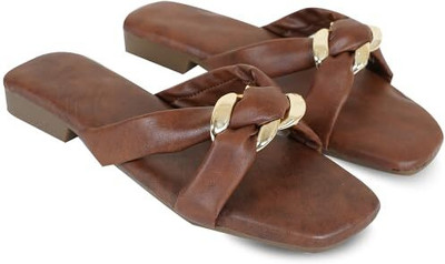 kalbellia Women Slippers(Brown , 9)