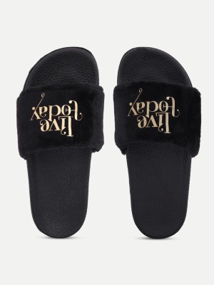 AMACLASS Women Slides(Black , 3)