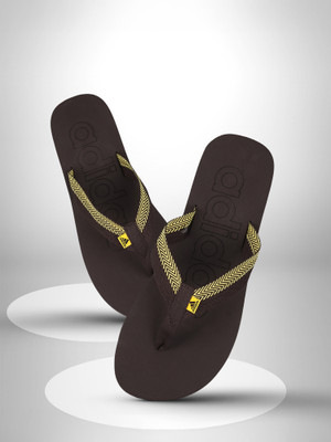 ADIDAS Men Flip Flops(Brown, Yellow , 9)