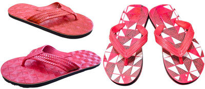 Mikro Men Slippers(Red, Red , 5)