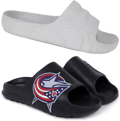 KAPYANSH Men Slides(Grey, Black , 8)