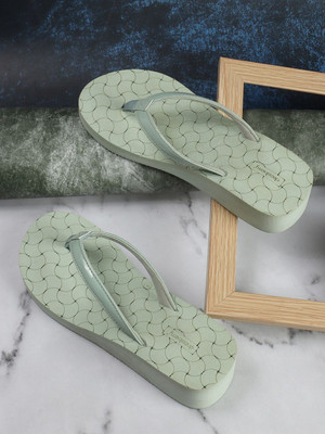 Dressberry Women Flip Flops(Green , 7)