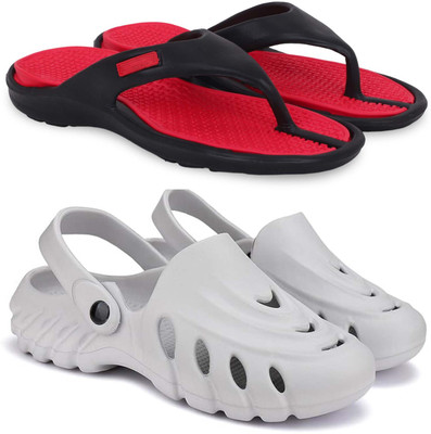 Kapani Fashion Men Slippers(Red, Grey , 8)