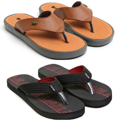 BFOOT Men Flip Flops(Green, Blue , 9)