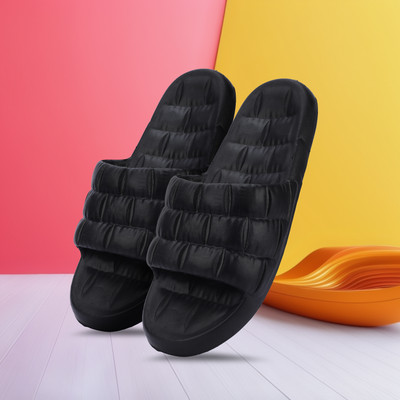 WALKSY Men Slides(Black , 8)