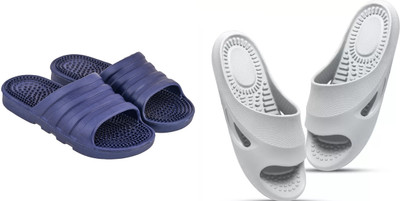 Radhira Men Slippers(Grey, Blue , 10)