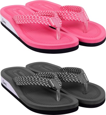 DASHNY Women EXTRA SOFT HEEL Ortho Care Orthopaedic Comfort Slippers For Women & Girls Flip Flops(Pink, Grey , 4)