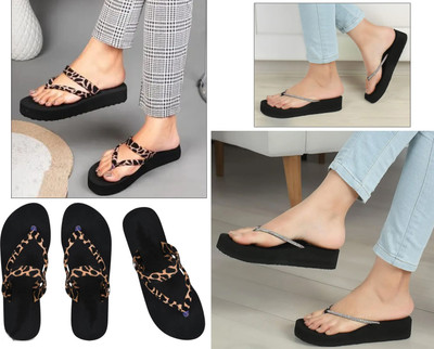 JMPW SPORT Women Slippers(Black , 7)