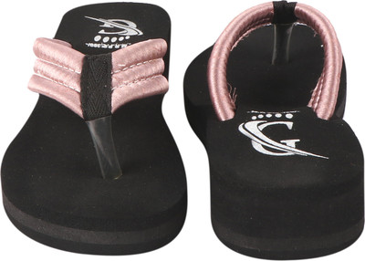 house of common Women Flip Flops(Pink, Black , 6)