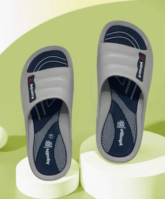 Aqualite Men Slides(Grey, Blue , 8)