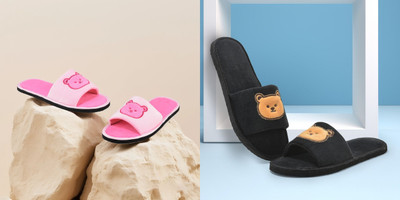 Y key Women Flip Flops(Pink, Black , 4)