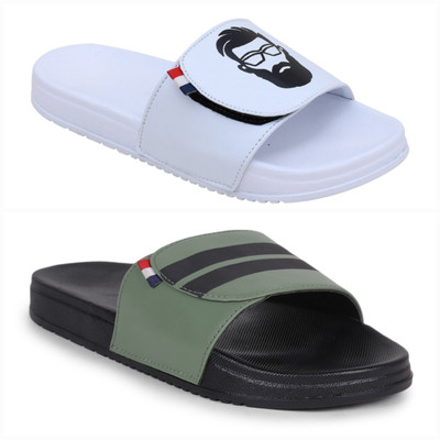 Foot Print Men Slides(Multicolor , 11)