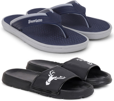 Kapani Fashion Men Men Combo Pack of 2, Lightweight, Flipflops, Slipper, Slides (Blue, Black , 6) Slippers(Blue, Black , 6)