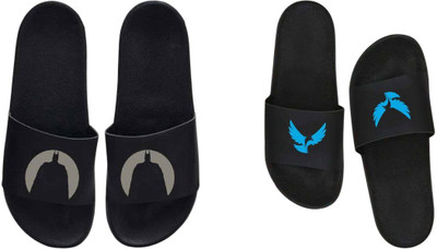 nvisan Men Slides(Grey, Blue, Black , 8)