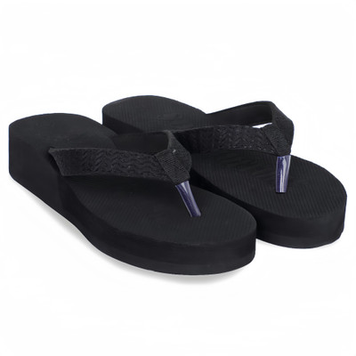 soulcult Women Flip Flops(Black , 6)