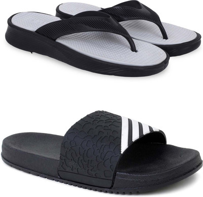 Kapani Fashion Men Slippers(Grey, Black , 10)