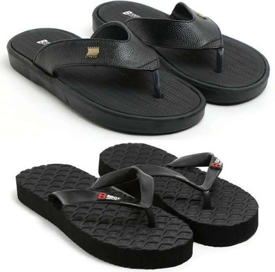 BFOOT Men Slippers(Orange, Brown , 9)