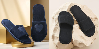 Y key Women Flip Flops(Black, Navy , 5)