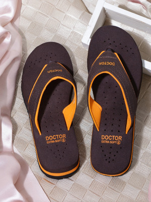 DOCTOR EXTRA SOFT Women DOCTOR EXTRA SOFT Ortho-Care Diabetic Orthopaedic Comfort Dr Slippers and Flipflops For Women's and Girl's Flip Flops(Brown, Orange , 8)