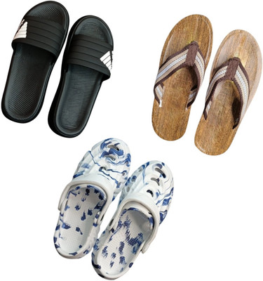 BLIBBERS Men Slippers(Black, Brown, Multicolor , 9)