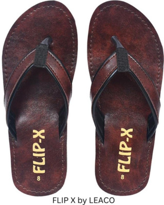 Leaco Men Flip Flops(Maroon , 6)