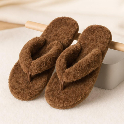 WOLVESDEN Women Flip Flops(Brown , 5)