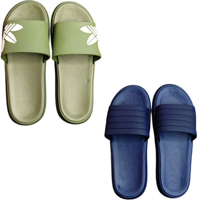BLIBBERS Men Slides(Green, Blue , 9)
