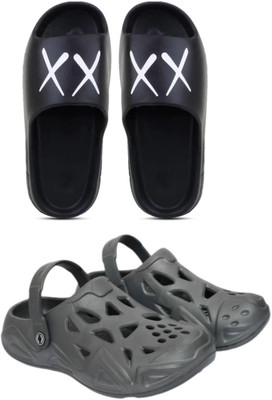 Veewalk Men Slides(Black, Black , 9)