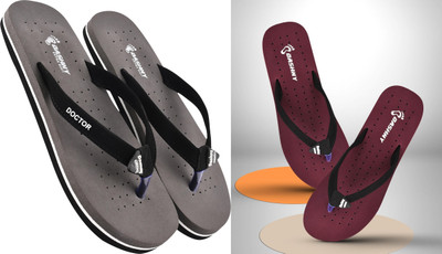 DASHNY Women Flip Flops(Purple, Maroon , 8)