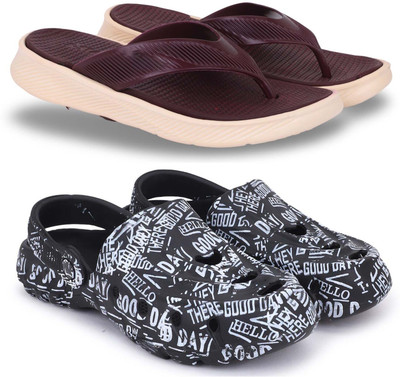 KAPYANSH Men Slippers(Maroon, Black , 7)