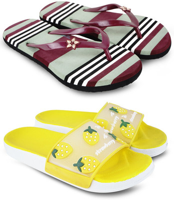 ANGO Women Slides(Multicolor , 6)